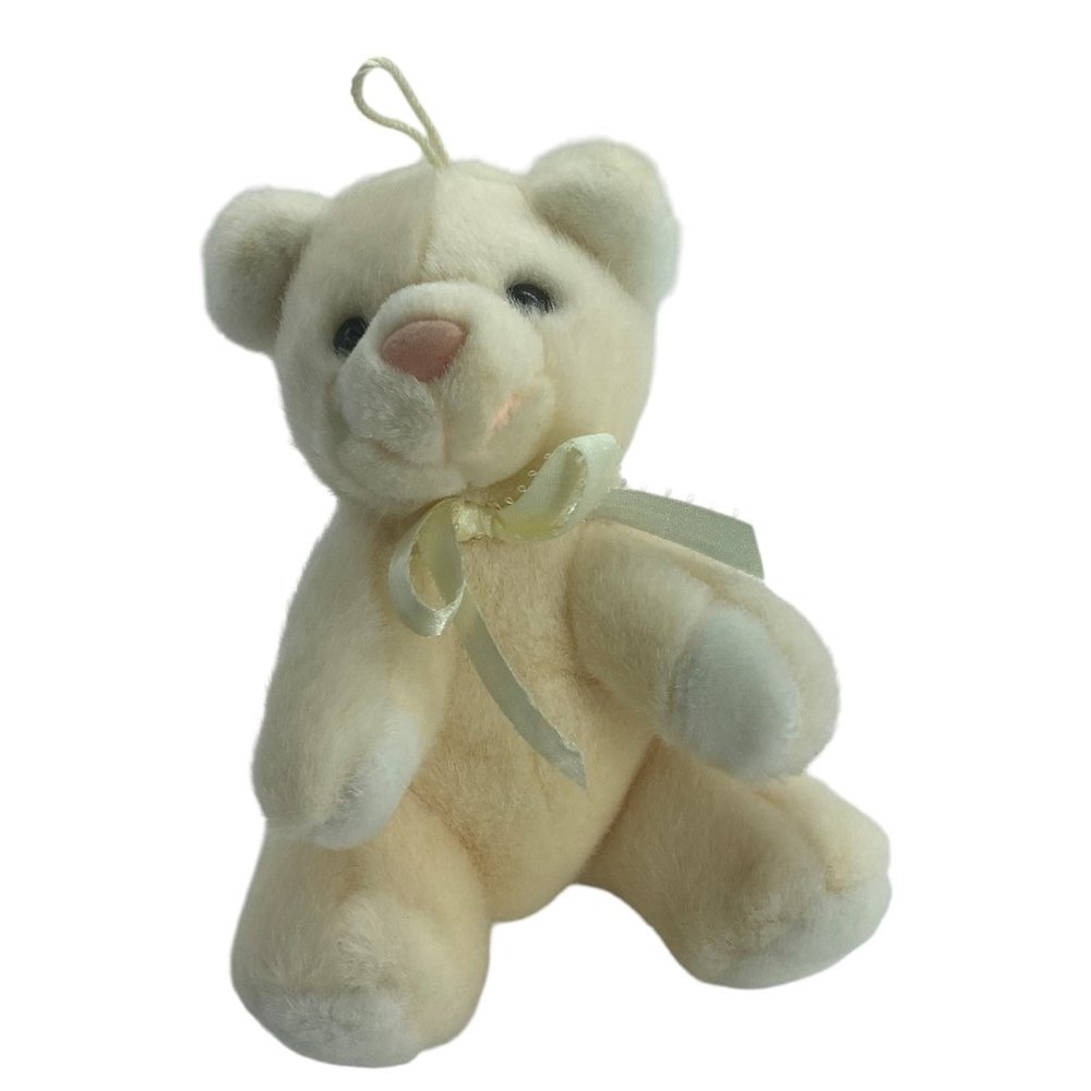 Vtg Commonwealth 1990 Hanging Teddy‎ Bear Stuffed Animal Plush Toy 6.5" Yellow